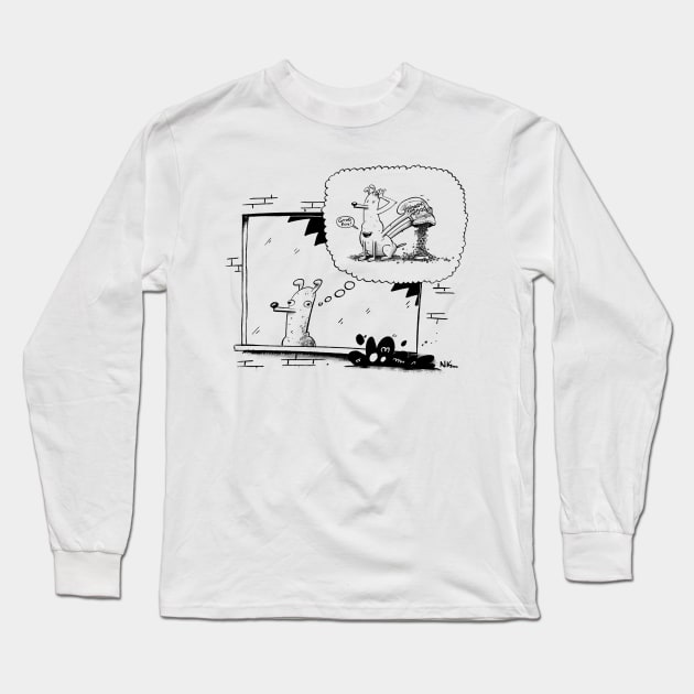 Dog dreams Long Sleeve T-Shirt by neilkohney